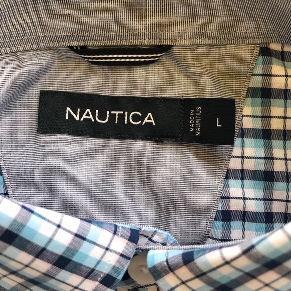Nautica Men's Shirt Large Blue Short Sleeve New - Picture 7 of 8